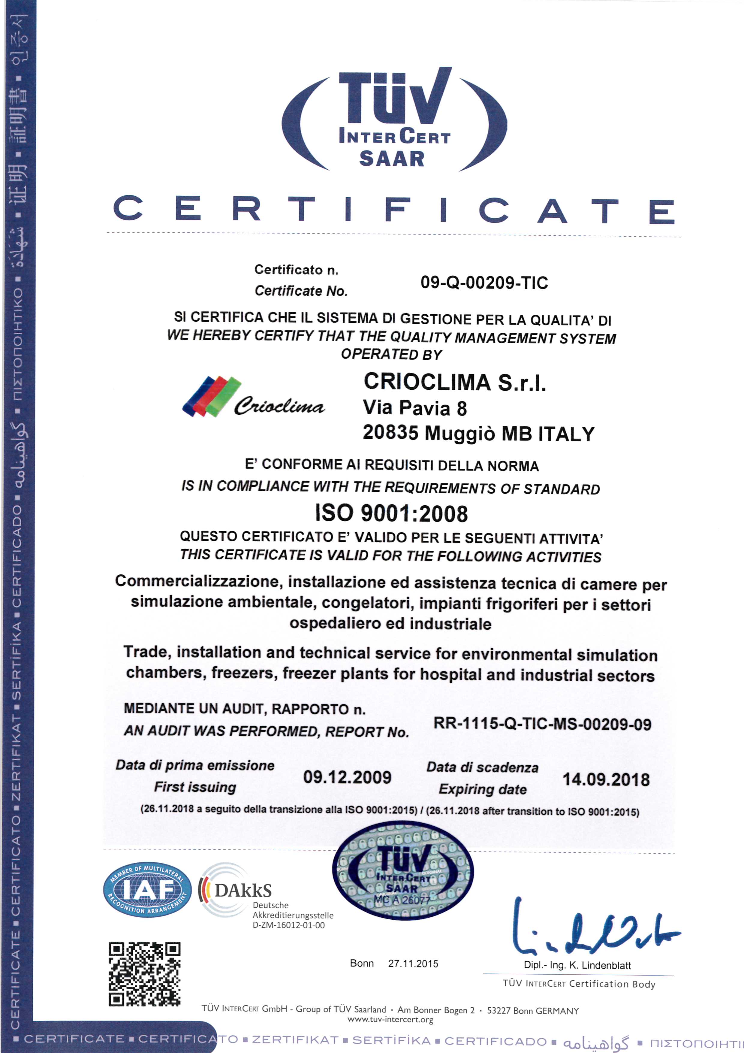 Certificate Italy